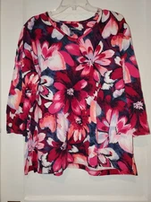 NWOT Alfred Dunner Top Multicolor Flower Size L #70