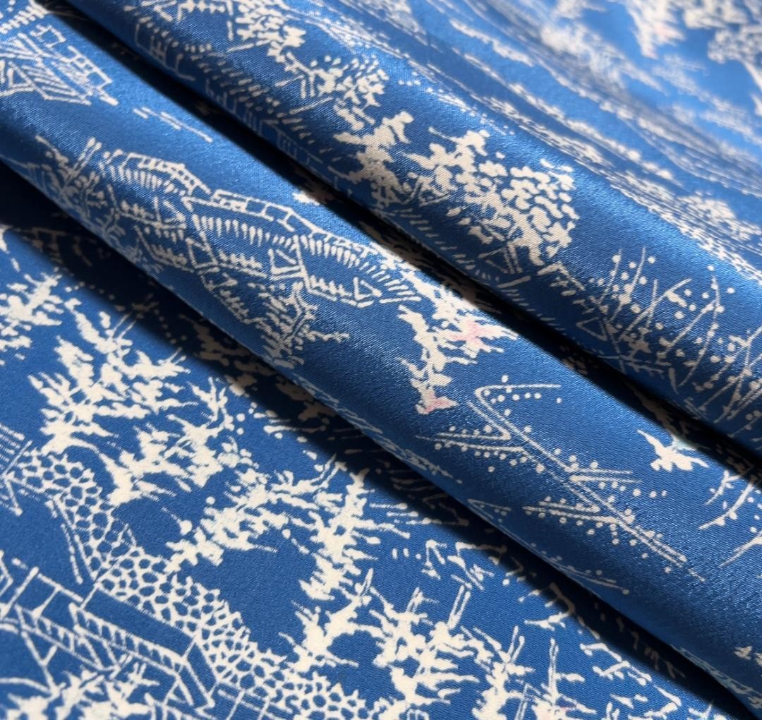 Washable Kimono Small Pattern Lining Light Blue S… - image 4