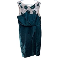 JS Collections Adelaide Cocktail Dress Emerald Green Sequin Floral Size 16 NWT
