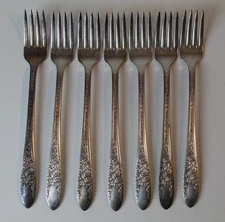 National Silver Co A1 Rose And Leaf silverware lot of 7 Dinner forks