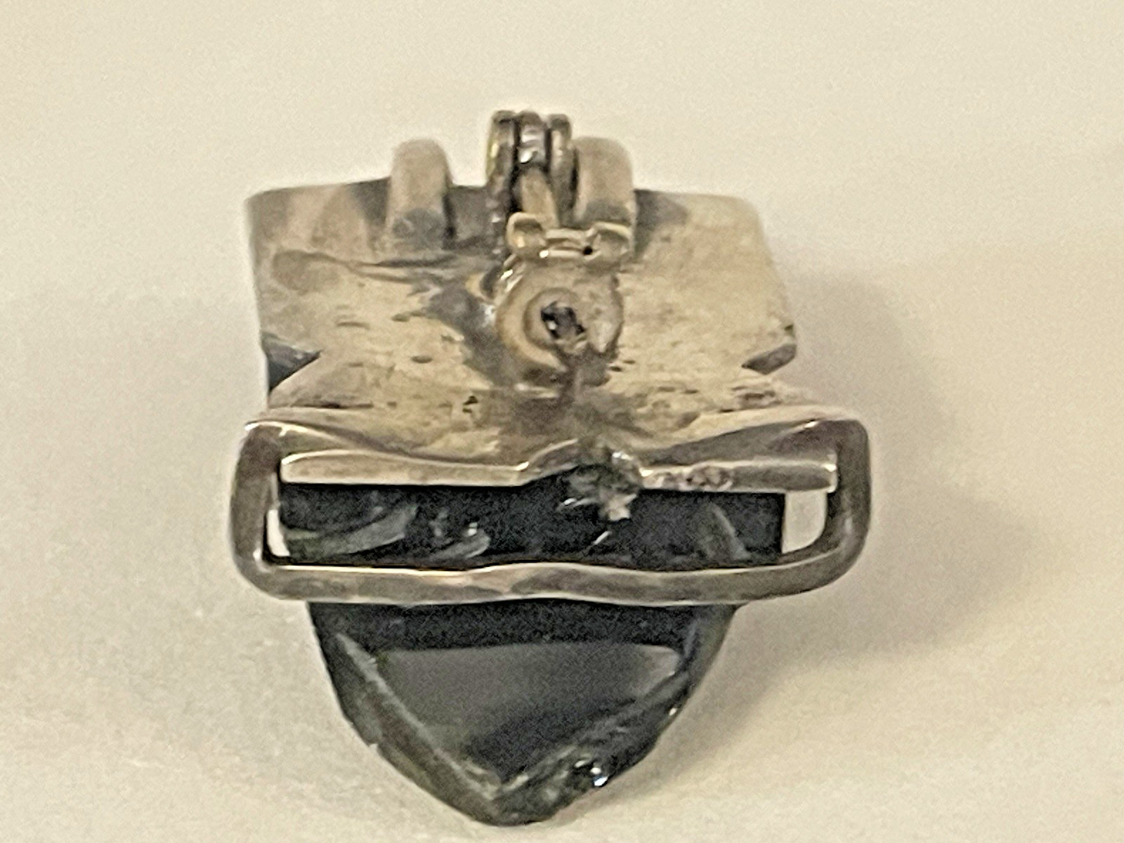 Frog Toad Brooch Tiny Sterling Silver Cabochon Gr… - image 8