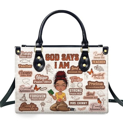 A Teacher Is A Beautiful Flower - Personalized Leather Handbag - Gift For Teache