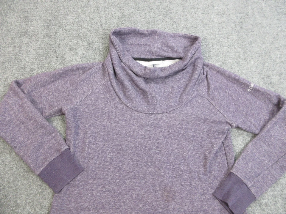 Columbia 毛衣女式中号紫色圆领长袖套衫标志保暖 — 第 3/4 张图片