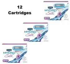Schick Hydro Silk 5 Razor Blades 12 Cartridges Refills Moisture Women Shaving