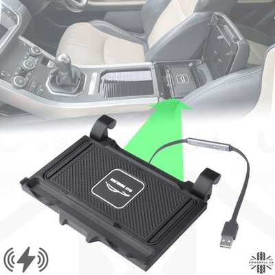 Wireless phone charging tray for Range Rover Evoque 14-18 storage USB QI charger