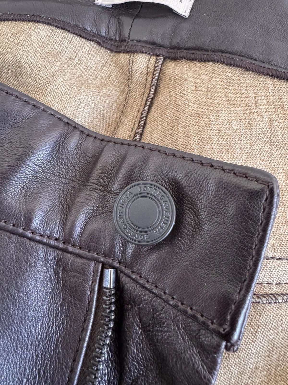 Pantalone archivio Bottega Veneta '06 pelle legato lana taglia IT 48 Italia $3980 uomo