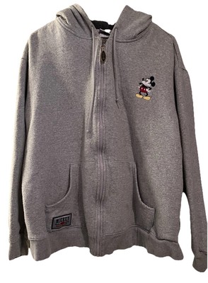 VINTAGE DISNEY STORE Embroidered Mickey Mouse Full Zip Gray Jacket Size L 
