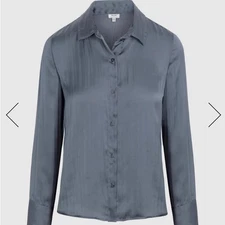 Splendid x Cella Jane Crinkle Blue Gray Button Down Blouse Size Medium