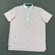 Greyson Shirt Mens XL Pink Polo Golf Micro Print Wolf Logo Short Sleeve Athletic