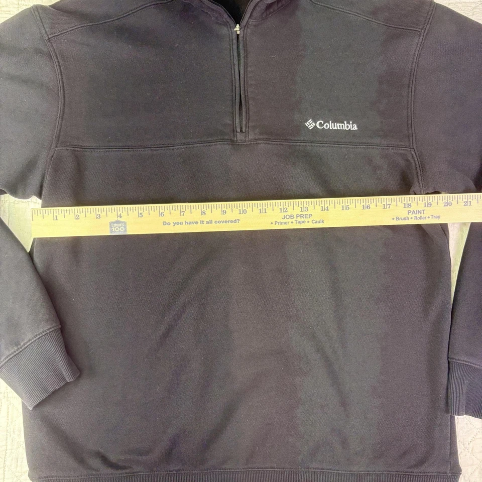 Suéter Columbia Masculino Médio Preto Quarto Zíper Pulôver Lã Quente Ao Ar Livre - Imagem 4 de 4