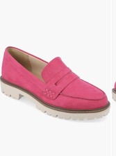 Journee Collection Pink Solid Slip-On Loafer Flats Women Round Toe Casual