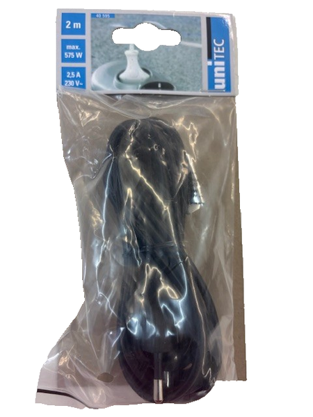 Unitec Anschlussleitung Zuleitung Stromkabel 2-Polig Euro-Stecker 2M Schwarz-image