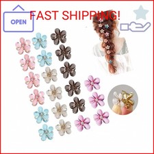 Eliongpu 20Pcs Mini Flower Hair Clips Crystal Spring Claw Clips Small Flower Hai