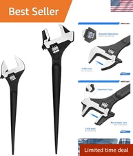 18-Inch Spud Wrench Set with Hammer Function: Adjustable & Reversible Jaw Design