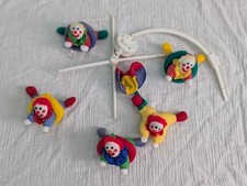Vintage Pansy Ellen 1989 Plush Clown Crib Mobile Trapeze Clowns Infant Baby