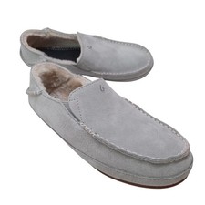 Olukai Nohea Slipper Womens 8 Pale Grey Leather Sheepskin Fur 20269-PGPG Shoes