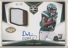 2020 Panini Limited Rookie Spotlight Gold 2/75 Denzel Mims #123 Patch Auto 07qr