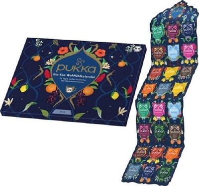 PUKKA  BIO- Tee Wohlfühlkalender  Adventskalender aufklappbar 24 Beutel mit Text