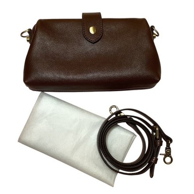 Unbranded Brown Leather Doctor Frame Crossbody Bag Adjustable Strap Clutch