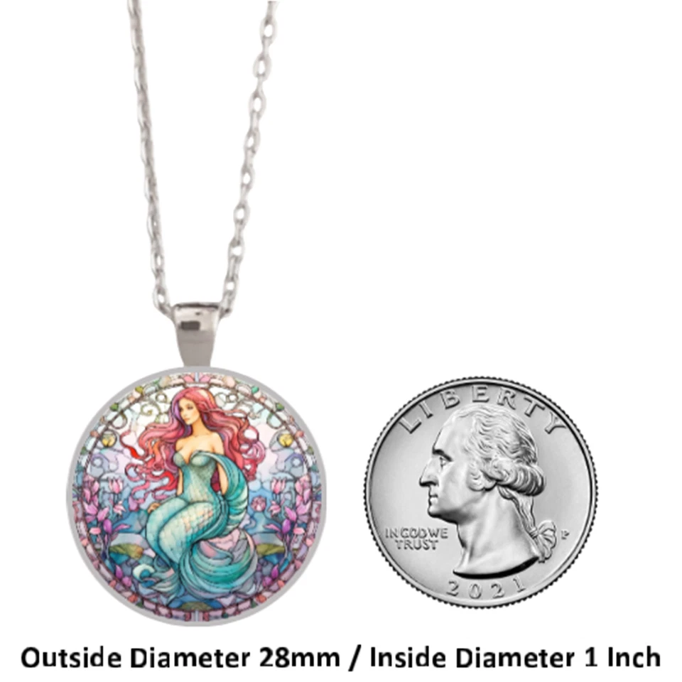 Hermoso Colgante/Collar Bisel Sirena Tono Plata Oro o Oro Rosa Foto 4 de 4