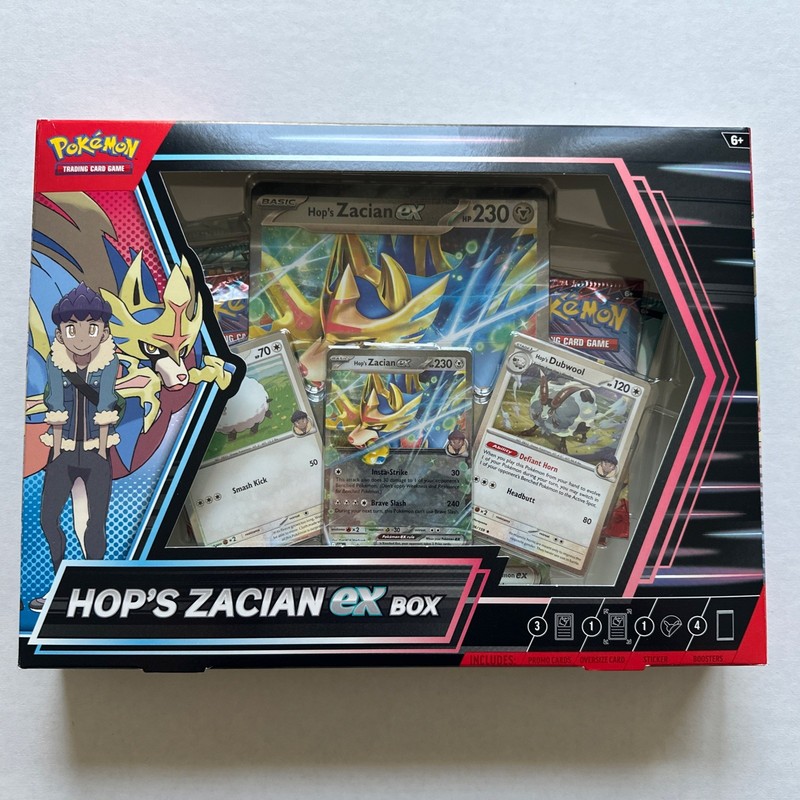 Pokemon Hop’s Zacian EX Collection Box - 2 DR 2 JTG  Booster Packs - NEW SEALED