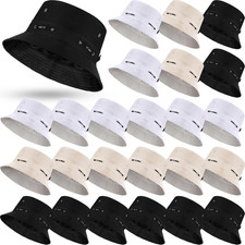 24 Pcs Bucket Hat Bulk for Women Men Adjustable Beach Boonie Sun Hat Summer Outd