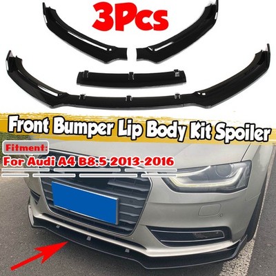 Front Bumper Lip Splitter Für Audi A4 B8.5 2013-2016 3 Stück Schwarz Glänzend 