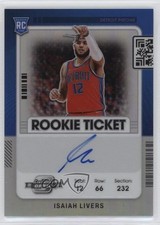 2021-22 Panini Contenders Optic Rookie Ticket Isaiah Livers #134 Auto tj1