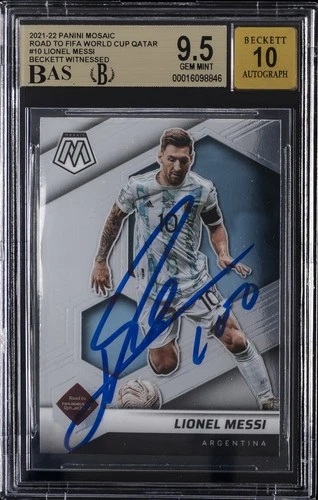 2021-22 Panini Mosaic Road To Fifa World Cup Qatar Lionel Messi BGS 9.5 AUTO 10
