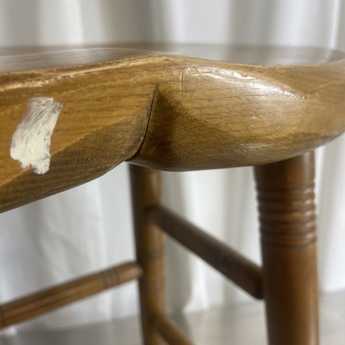 Vintage Saddle Stool Light Wood Rustic Solid Low Seat Farmhouse Country Style #2 - Picture 3 of 10