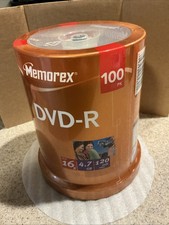 Memorex DVD-R 100 Pack Spindle 4.7GB 16X Speed 120 Minutes NEW Sealed