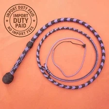 Paracord Bullwhip 3-18ft Nylon Whips in Black & Purple for Horse Riding Sports