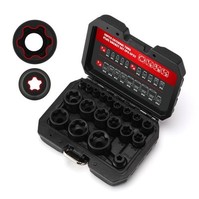 19pcs External Torx Plus Socket Set 6 Point Ep Socket Ep4ep32 With 1/2'' 3/8'' &