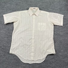Vintage 70s Arrow Kent Classic Striped Button Shirt Large 24x32 White USA