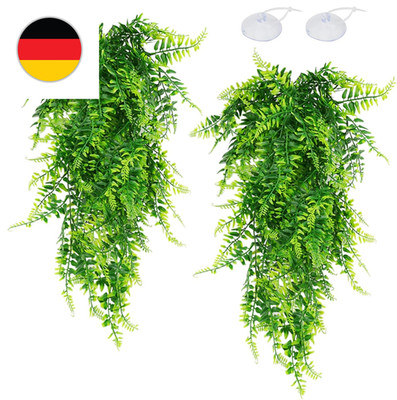 Hängepflanze Terrarium Zubehör, 2Pack Künstliche Hängende Pflanzen Reptilien Tan