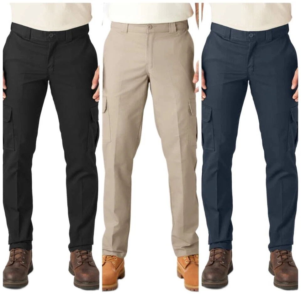 Dickies Men's Pants Straight Leg Flex Fabric Slim Fit Cargo Pocket Pants WP594