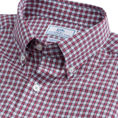 Southern Tide NWT Bluefin Red White Blue Check Classic Fit Sport Shirt MED $109 - Picture 2 of 3