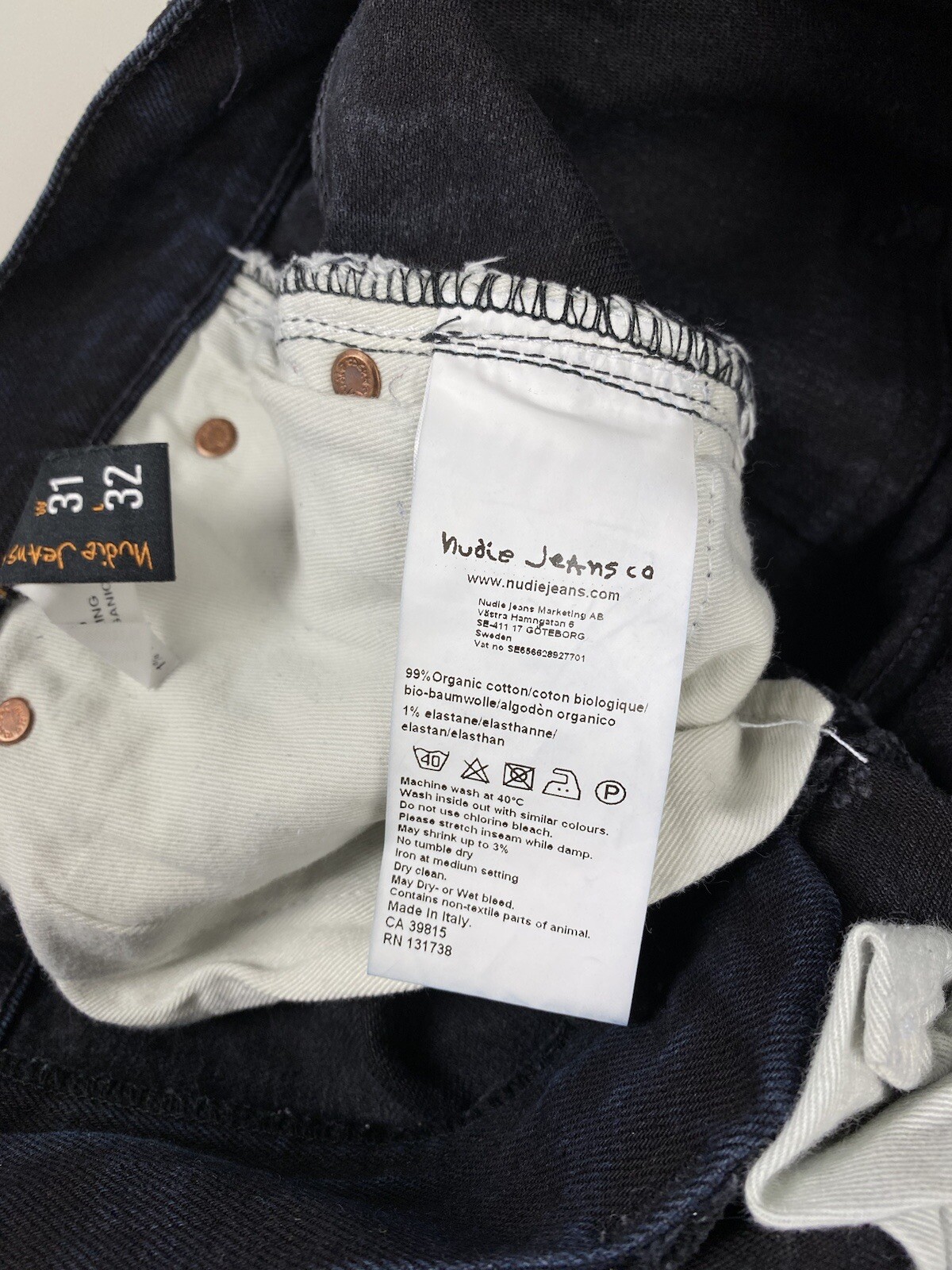 Nudie Tape Ted Black ring men’s denim jeans size 31 x… Gem