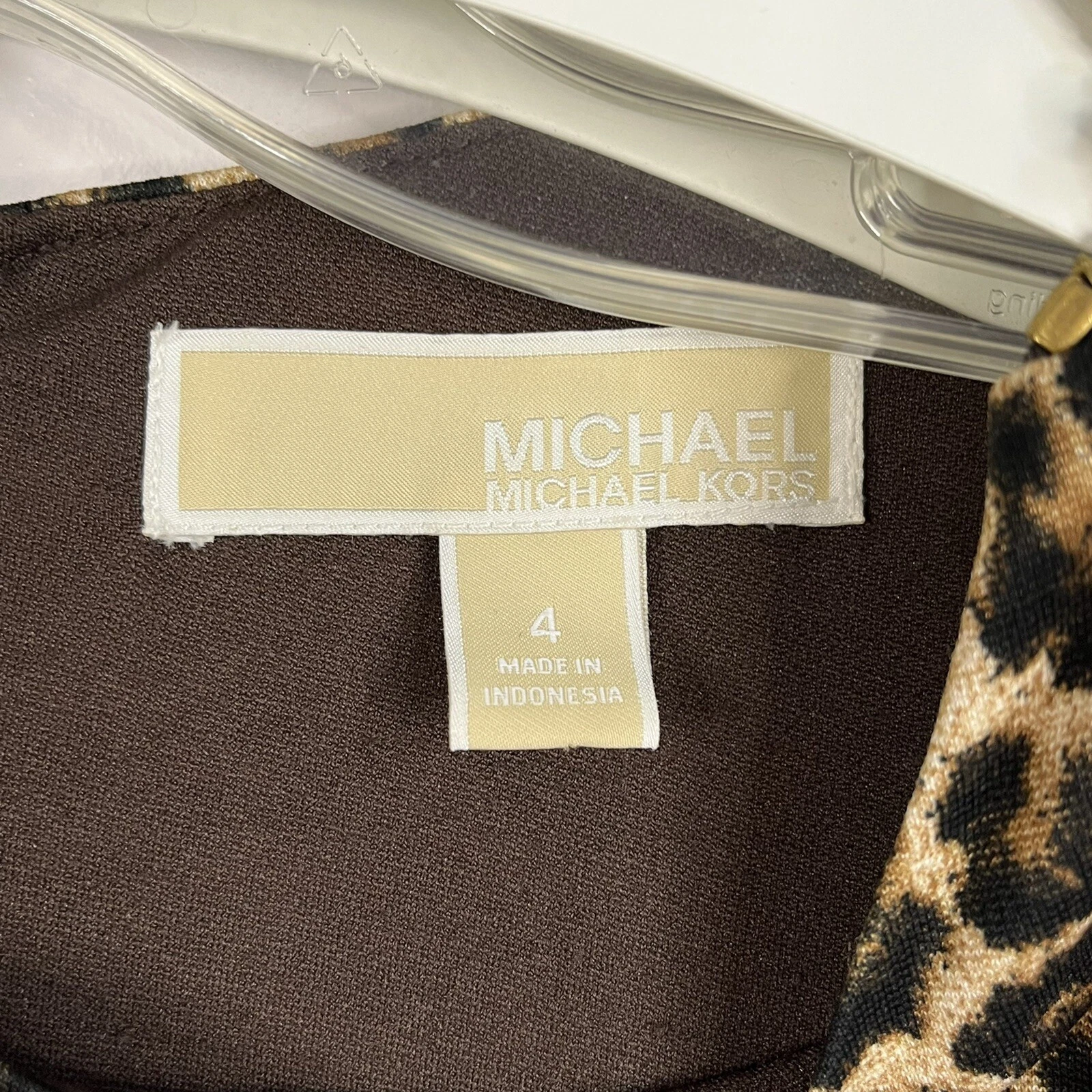 Abito Michael Kors 4 marrone nero animale senza maniche gonna plissettata accento cerniera