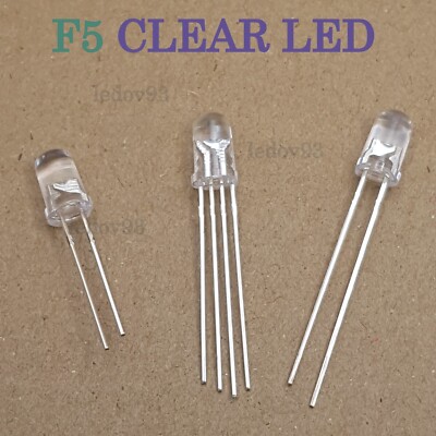 5 mm ultrahelle wasserklare LED-Glühbirne Lichter Kuppel oben wasserklar LEDs UK-Bestand