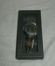 Multi-Colored Swirl Hand blown Glass Wine Bottle Stopper in Box - New