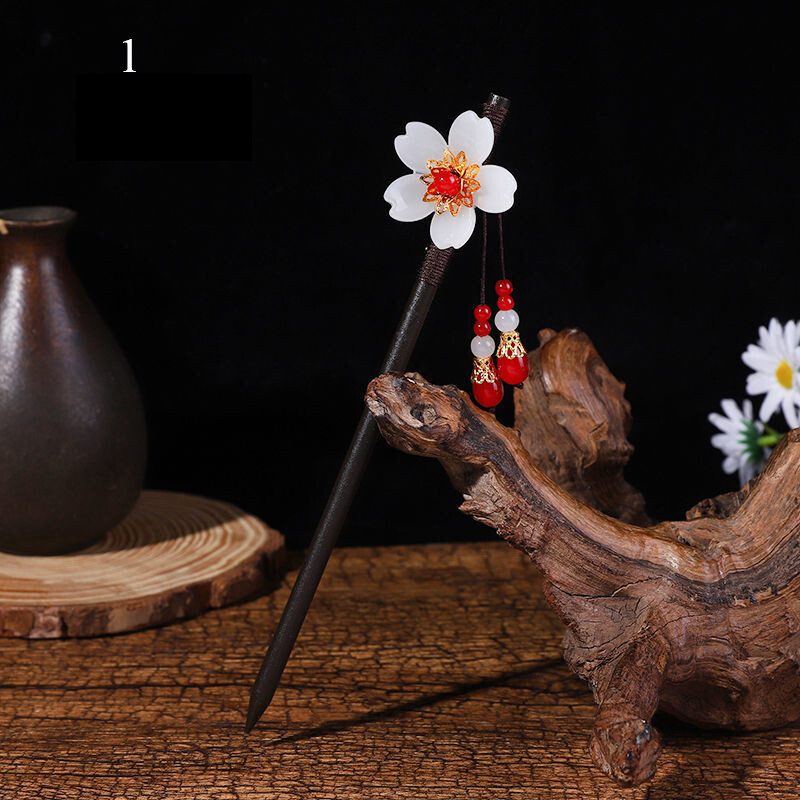 Chinesische Haarnadeln Mit Metall & Perlen – 2 Stück Vintage Haarstäbchen Mit Opalblumen-Dekor