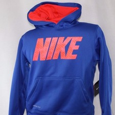 NEW Boys Youth NIKE 532356 409 Blue Solar Therma Fit Hoodie Sweatshirt Pullover