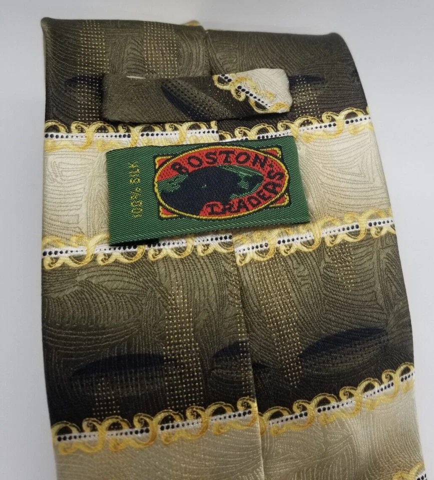 Men's Tie BOSTON TRADERS 100% Silk Necktie Classic Designer Vintage - Image 4 of 4