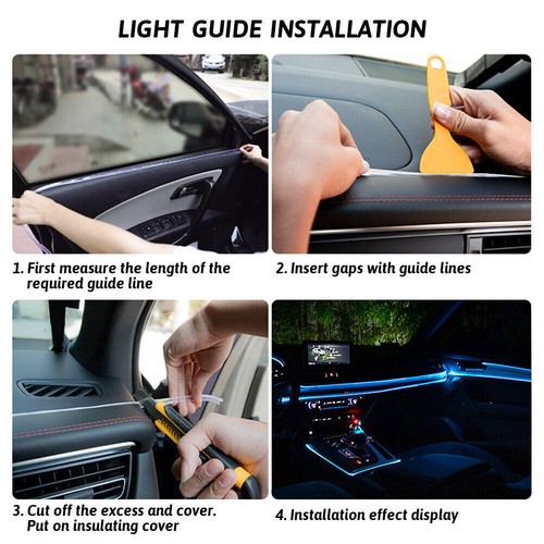 Interior Vehículo 2M LED Atmósfera Brillo Alambre Neón Cadena Tira Lámpara Azul Luz - Imagen 9 de 12