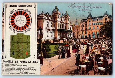 Monaco Postcard Roulette de Monte Carlo Casino Outside Tables c1910 Antique