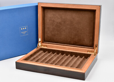 ELIE BLEU Macassar Ebony Box for 10 Pens w/ Lining in Velvet Goat