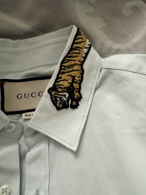 Gucci Kingsnake Snake Emboidered Button Down Dress Shirt | eBay