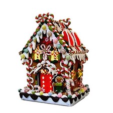 8.75" CLAYDOUGH CANDY LIGHTED GINGERBREAD HOUSE Christmas ADLER J3588 NEW YuMMy 