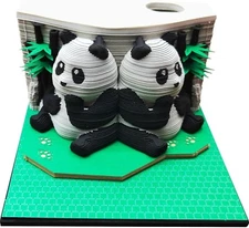 3D Memo Pad, Kawaii Design, Convenient Sticky Notes With Pen Holder Panda